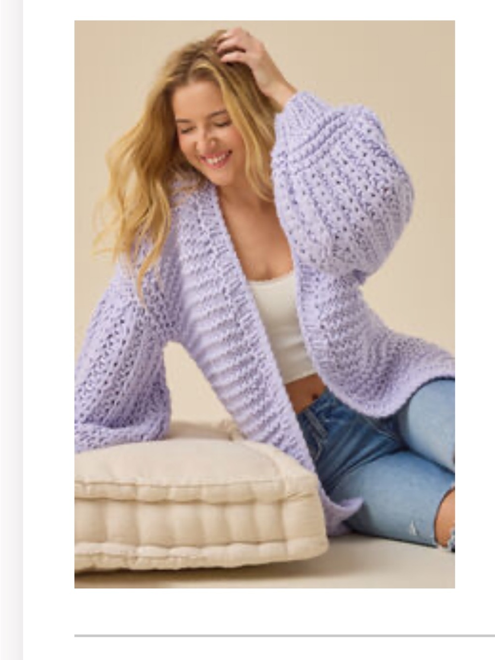 Altar'd State Lavender Chunky Open-Front Cardigan